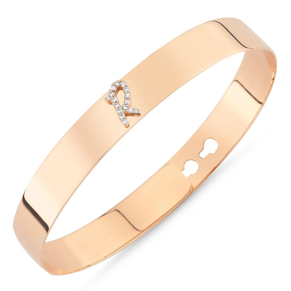 Bold Diamond Letter Cuff Bracelet