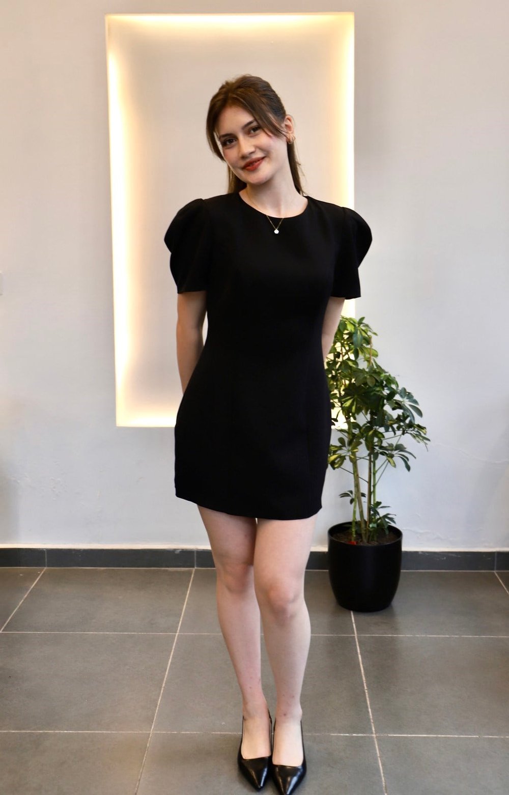Balon Kol Mini Elbise - Siyah