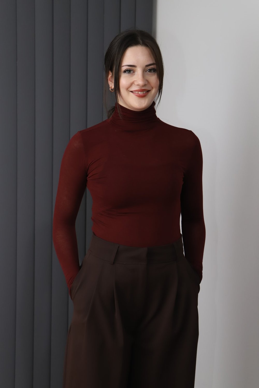 Boğazlı Yaka Transparan Bluz - Bordo