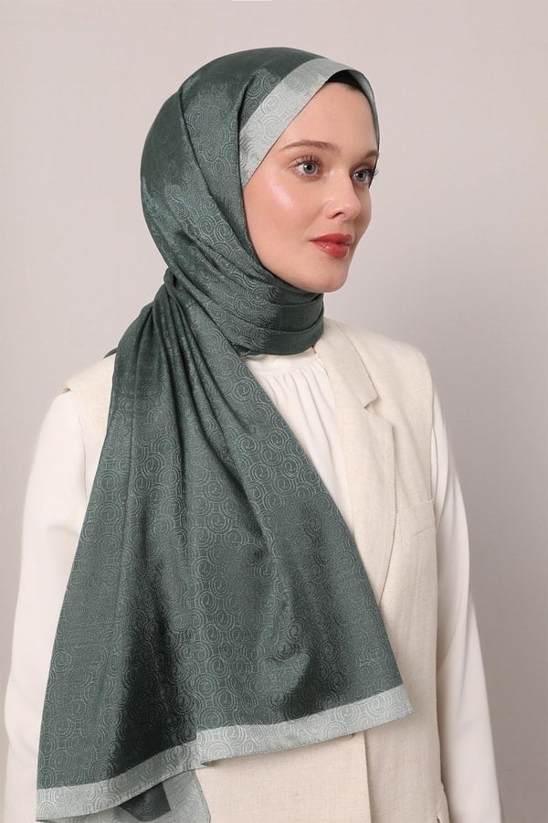 Halka Desen Monogram Şal - Mint