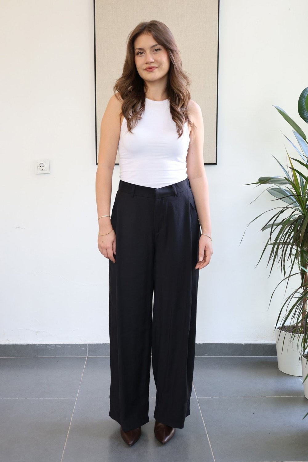 Pens Detaylı Modal Pantolon - Siyah