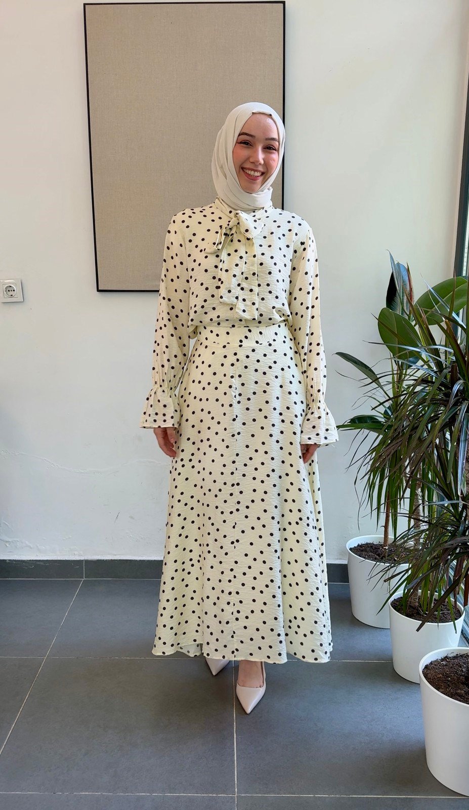 Puantiye Tensel Etek Takım - Sarı