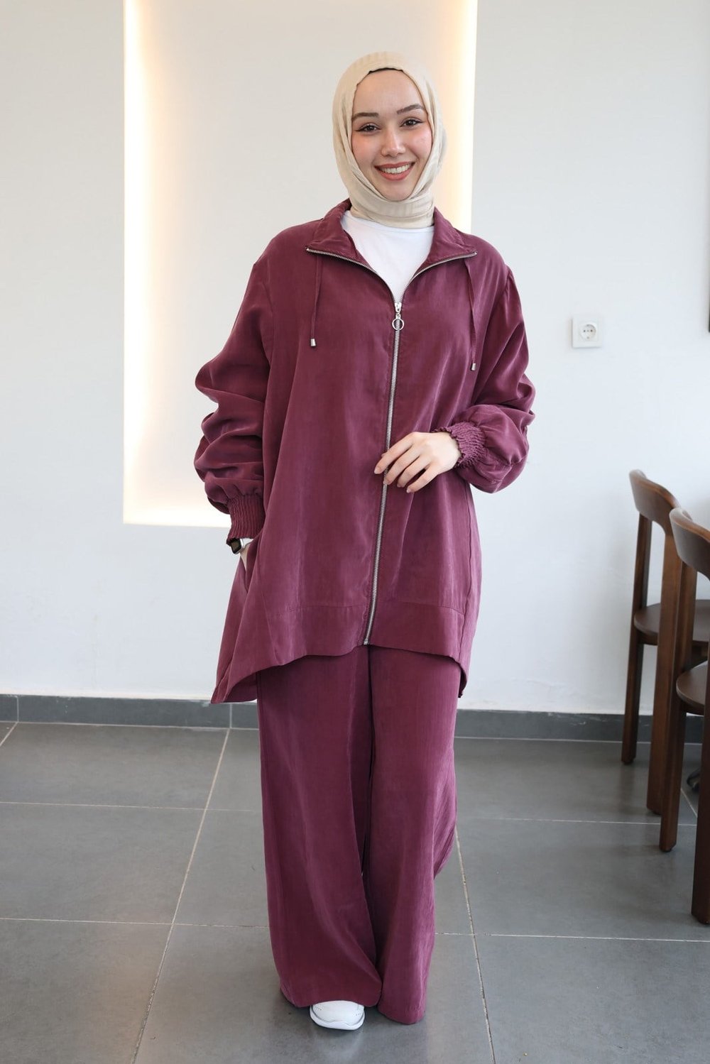 Qupra Bol Paça Fermuarlı Takım - Bordo