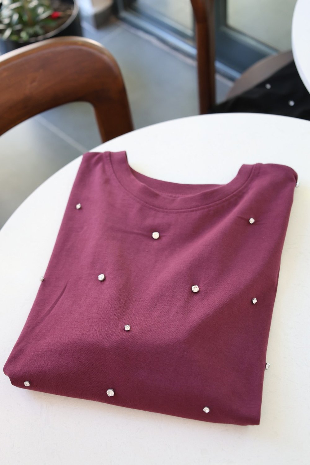Zımba Taş Detay Tshirt - Bordo
