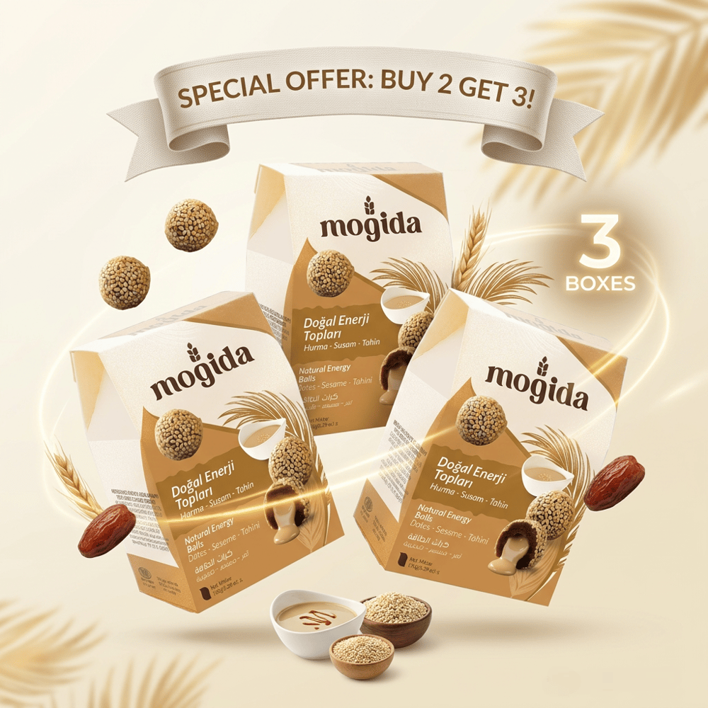 Mogida Sugar-Free Natural Date Energy Balls – 150g Box (10 Pieces) Buy 2 Get 3