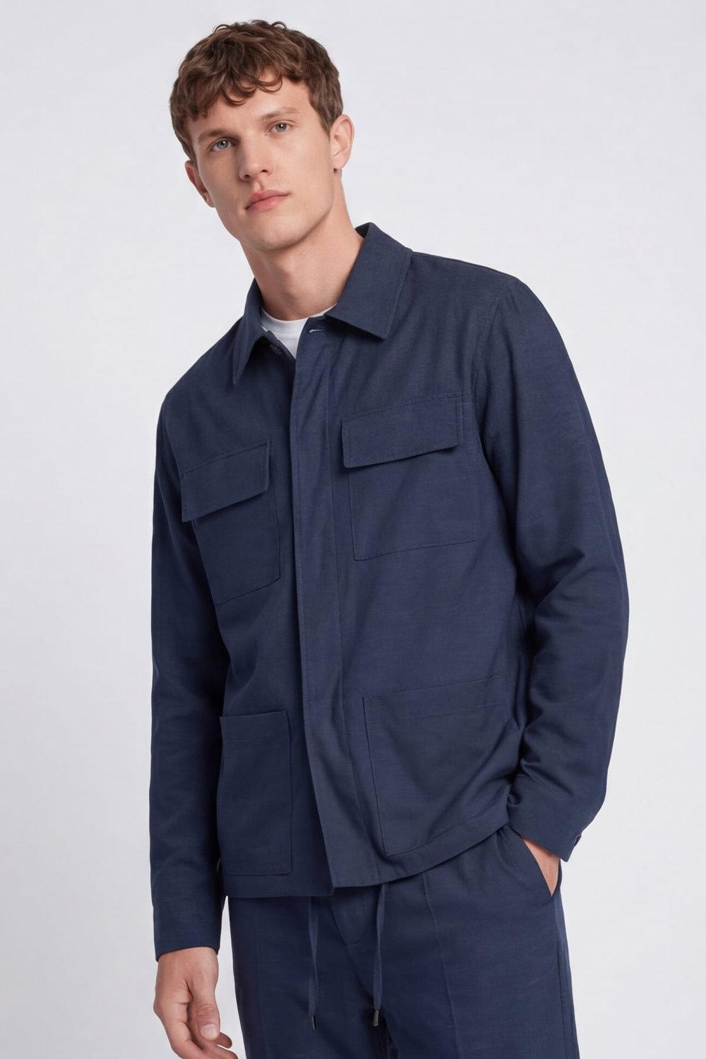Giotelli Erkek Lacivert Normal Kesim Regular Fit Dokuma Lastikli Bel Takım Elbise