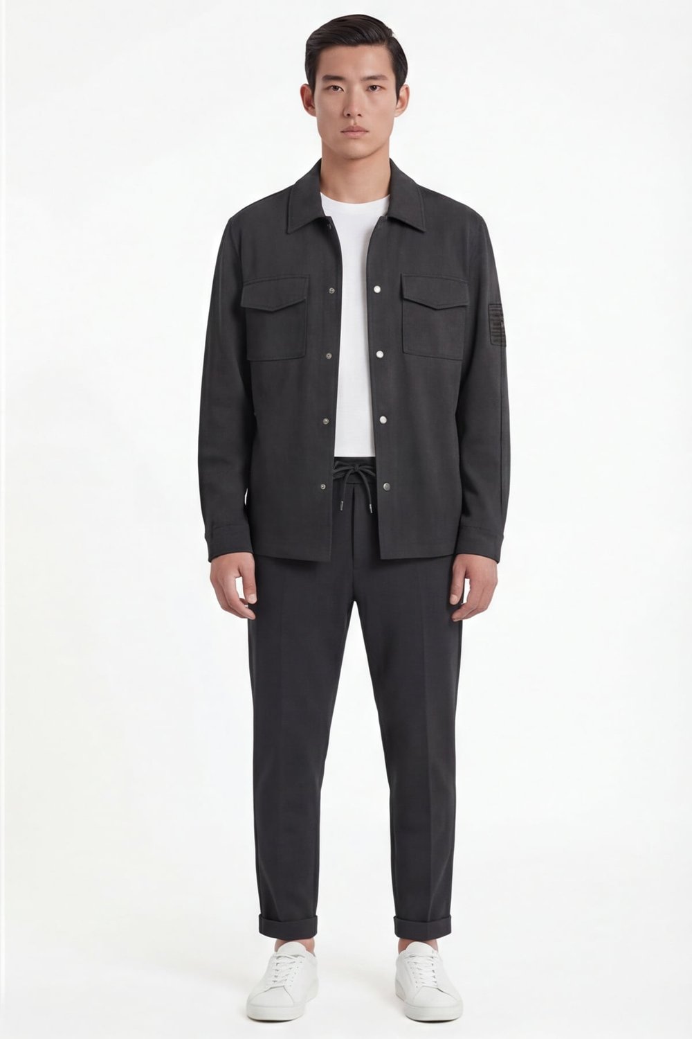 Giotelli Erkek Antrasit Dar Kesim Slim Fit Viskon Dokuma Bomber Ceketli Takım