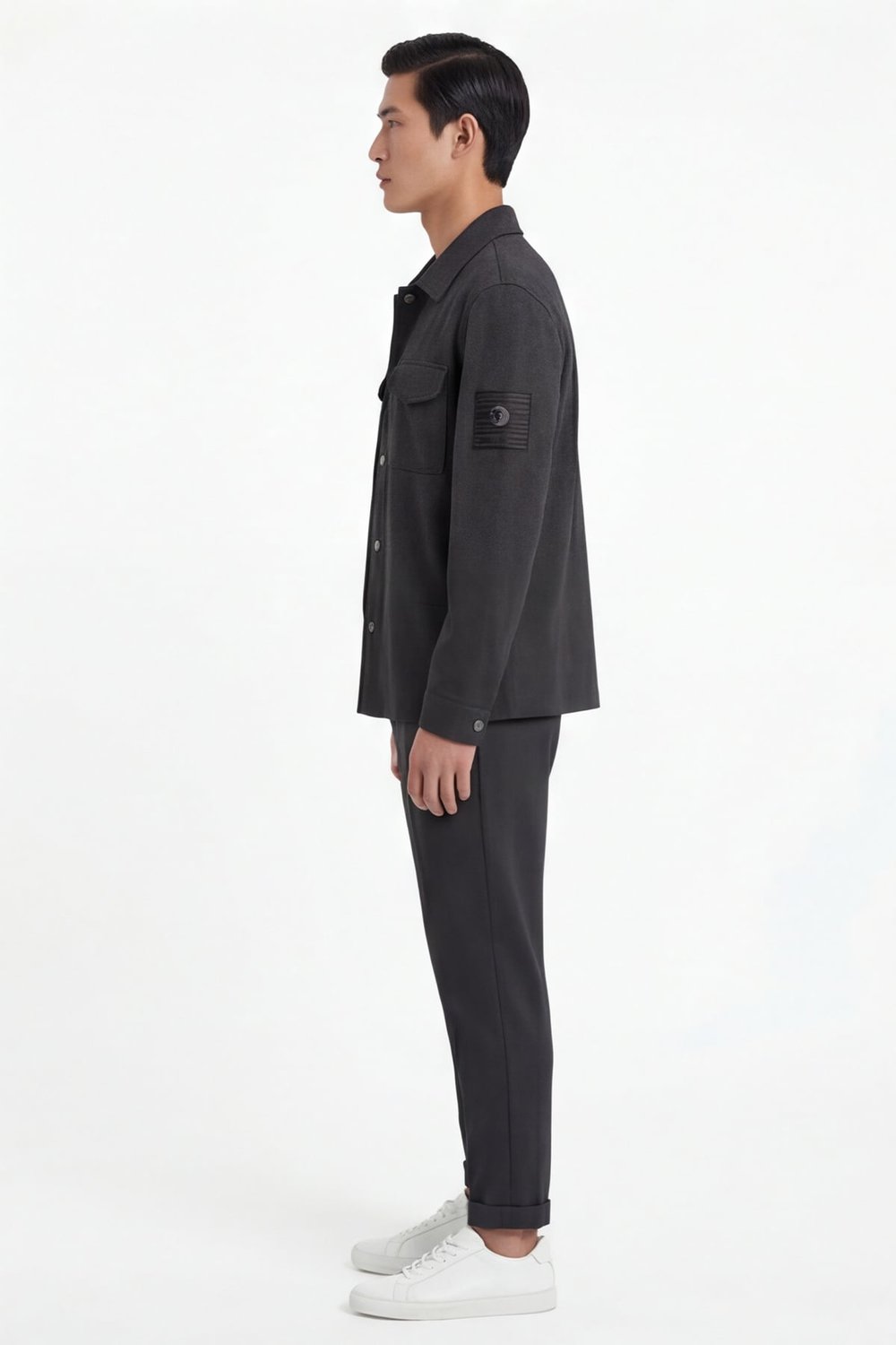 Giotelli Erkek Antrasit Dar Kesim Slim Fit Viskon Dokuma Bomber Ceketli Takım