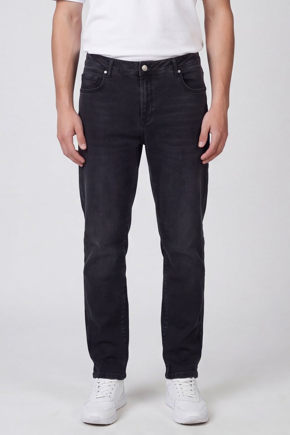 Giotelli Erkek Antrasit Dar Kesim Slim Fit Pamuklu Beş Cep Denim Pantolon