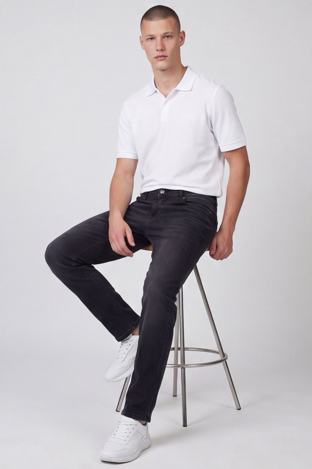 Giotelli Erkek Antrasit Dar Kesim Slim Fit Pamuklu Beş Cep Denim Pantolon