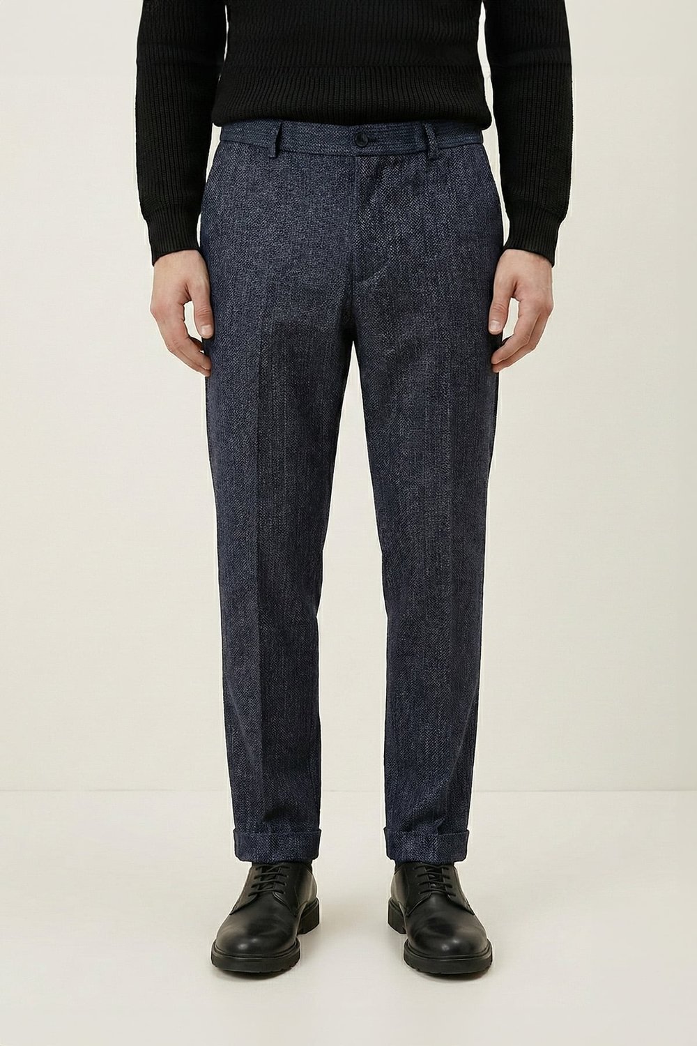 Giotelli Erkek Antrasit Dar Kesim Slim Fit Viskon Dokuma Normal Bel 6 Drop Pantolon