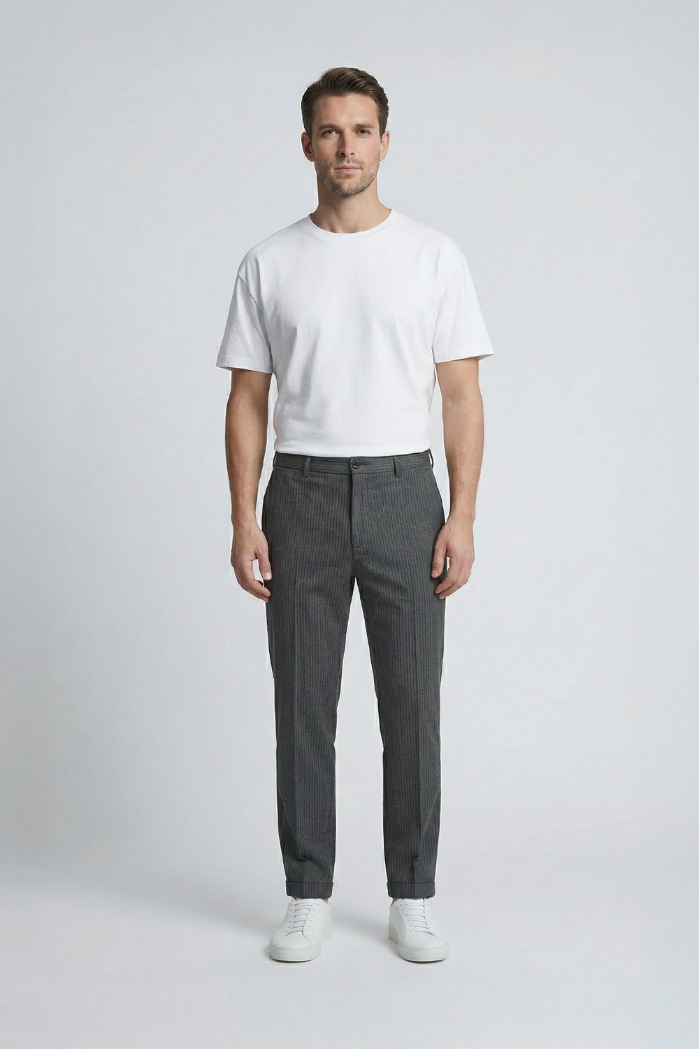 Giotelli Antrasit Dokuma Kumaş Normal Bel Erkek Pantolon