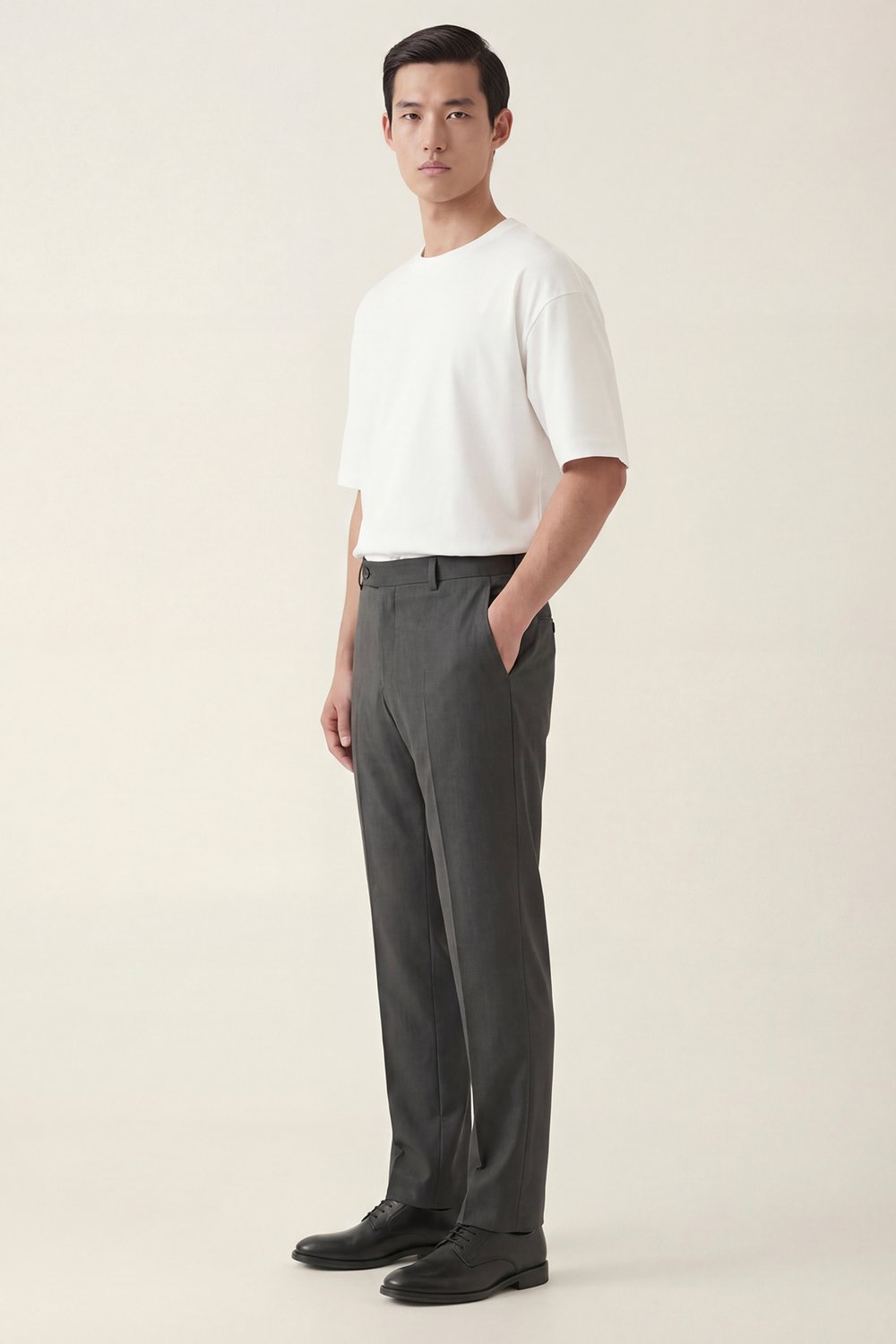 Giotelli Erkek Antrasit Dar Kesim Slim Fit %100 Yün Yan Cep Normal Bel Pantolon