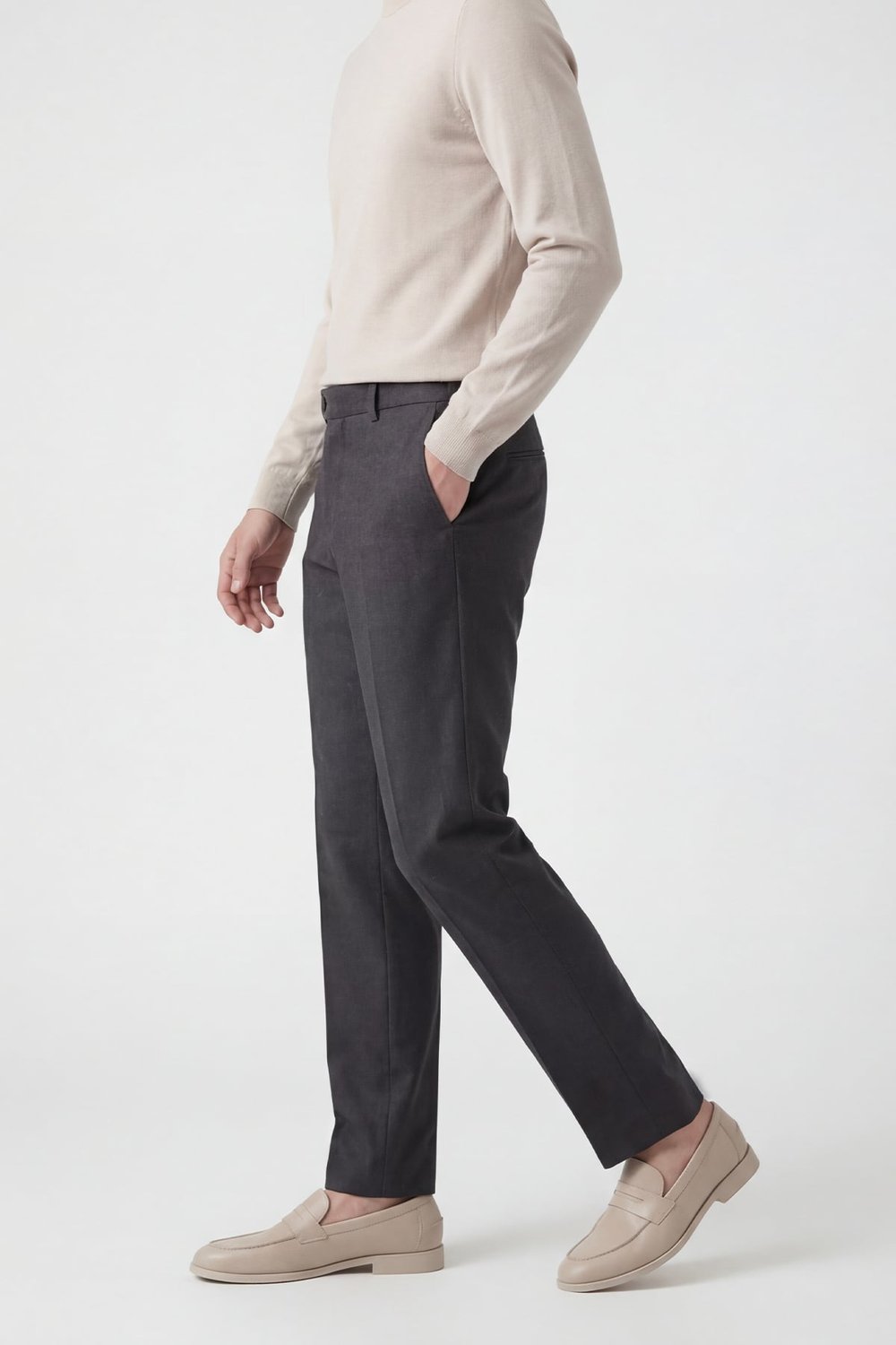 Giotelli Erkek Antrasit Dar Kesim Slim Fit Viskon Dokuma Normal Bel Dokuma Pantolon