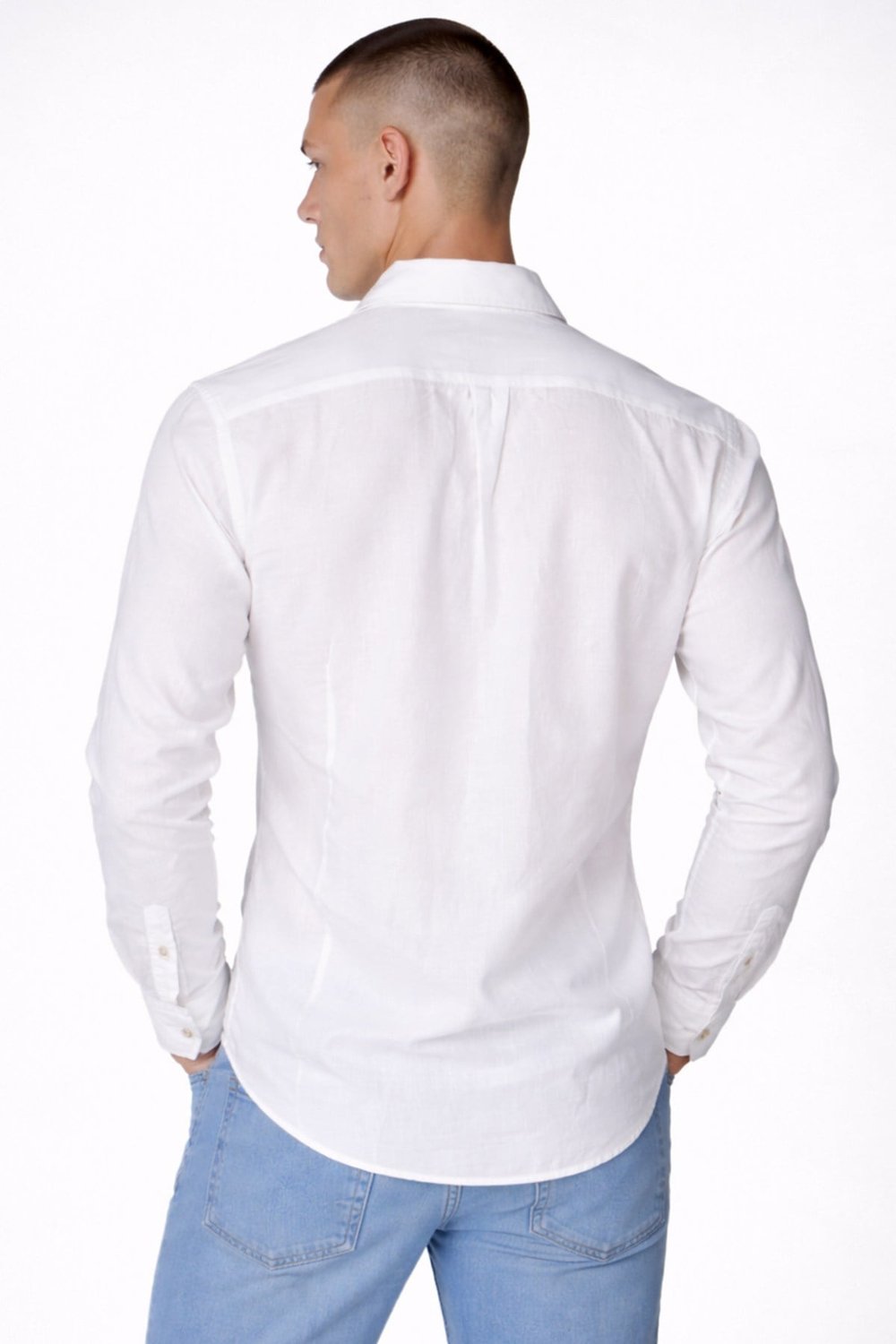 Giotelli Erkek Beyaz Dar Kesim Slim Fit Dokuma Baskılı Klasik Yaka Gömlek