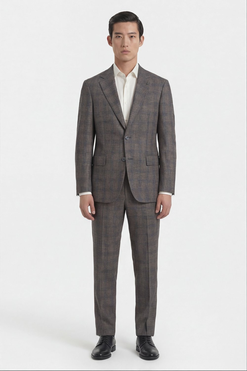 Giotelli Erkek Kahve Dar Kesim Slim Fit Viskon Fleto Kapaklı Cep Normal Bel 6 Drop Klasik Takım Elbise