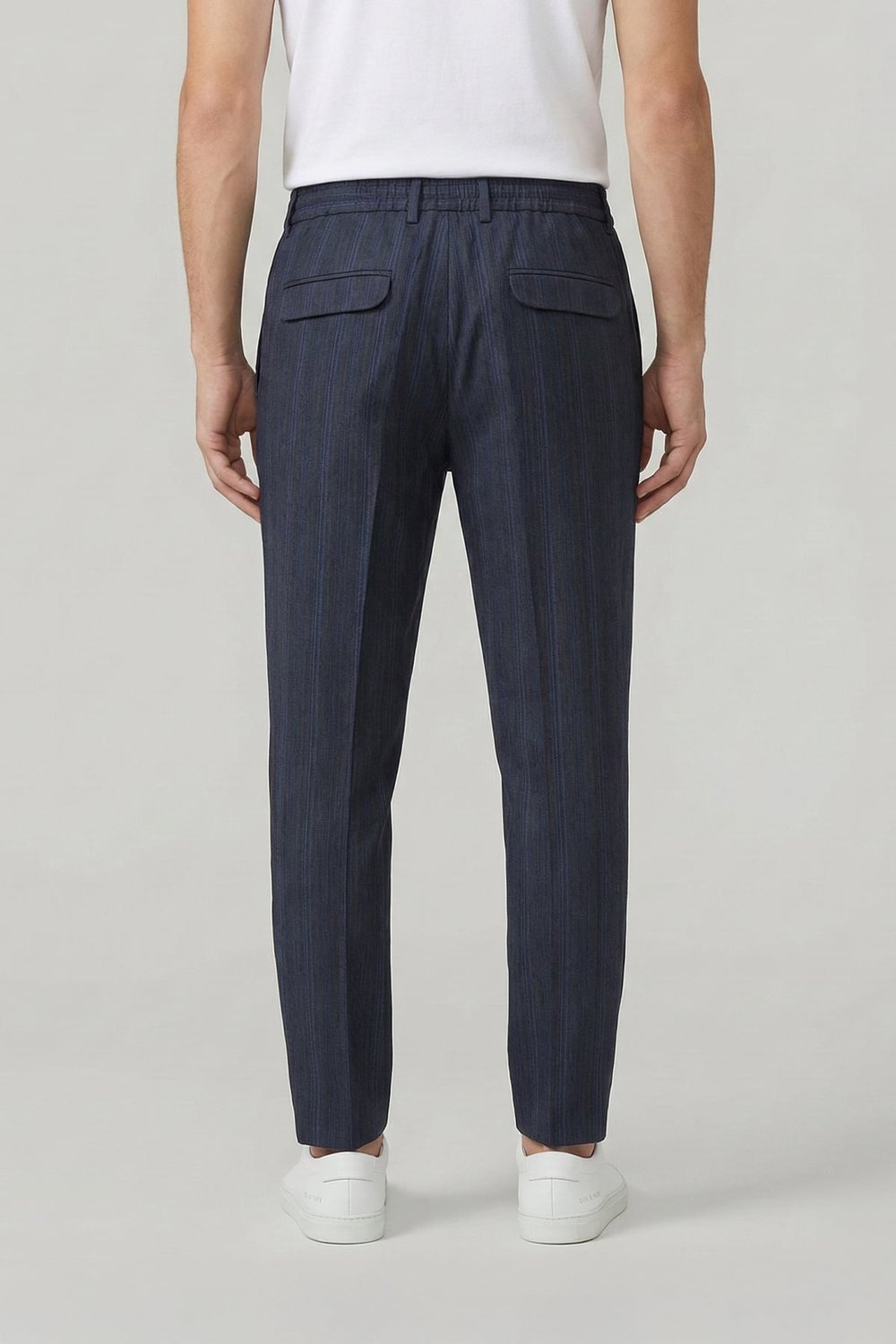 Giotelli Erkek Siyah Dar Kesim Slim Fit Viskon Çizgili Klasik Pantolon
