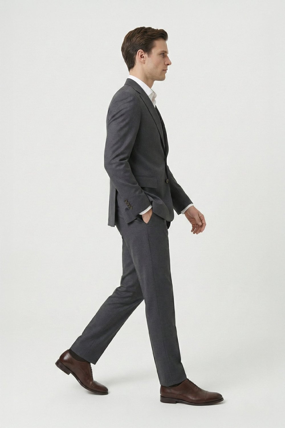Giotelli Erkek Antrasit Dar Kesim Slim Fit Viskon Dokuma Normal Bel 6 Drop Takım Elbise