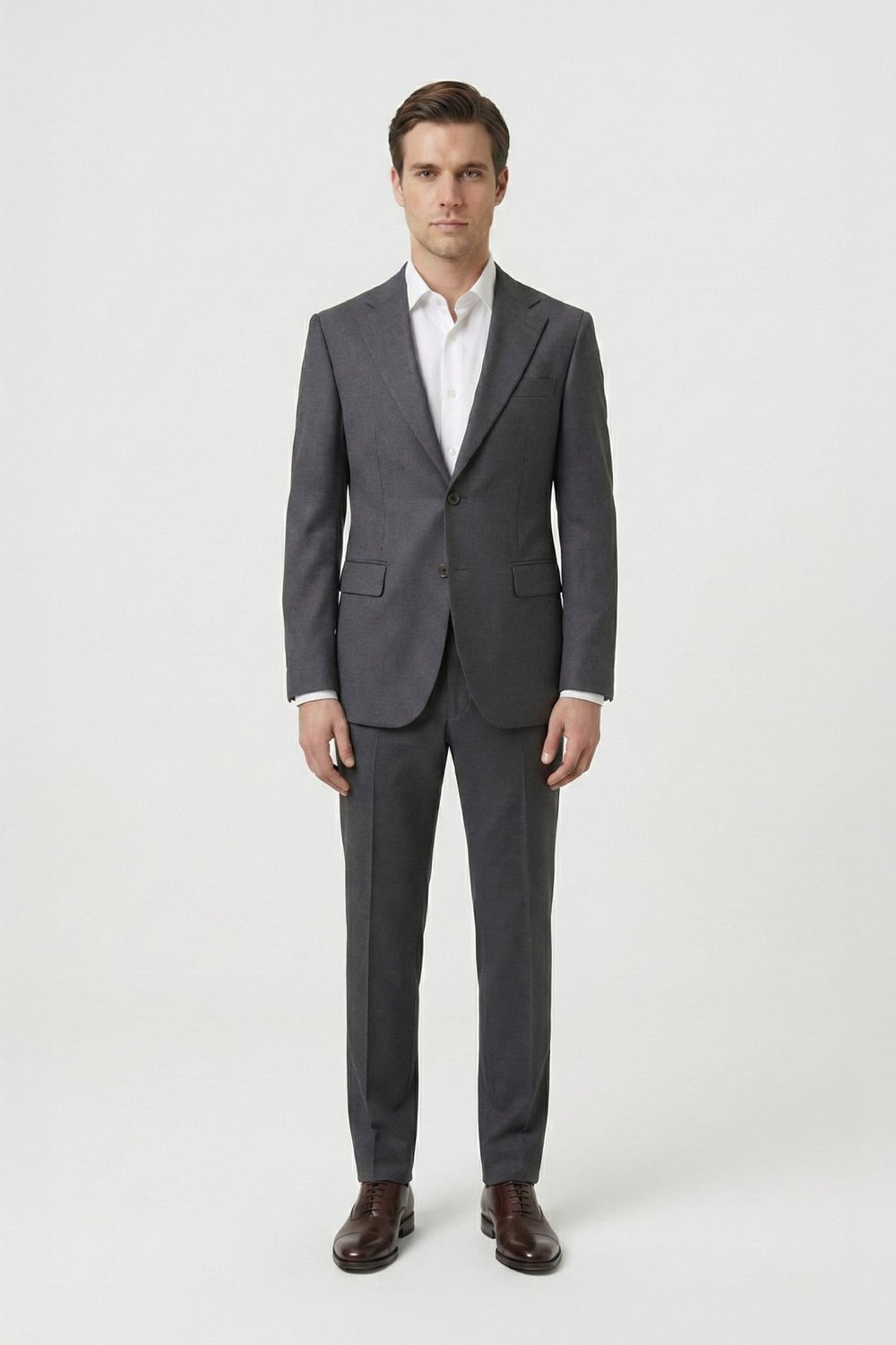 Giotelli Erkek Antrasit Dar Kesim Slim Fit Viskon Dokuma Normal Bel 6 Drop Takım Elbise