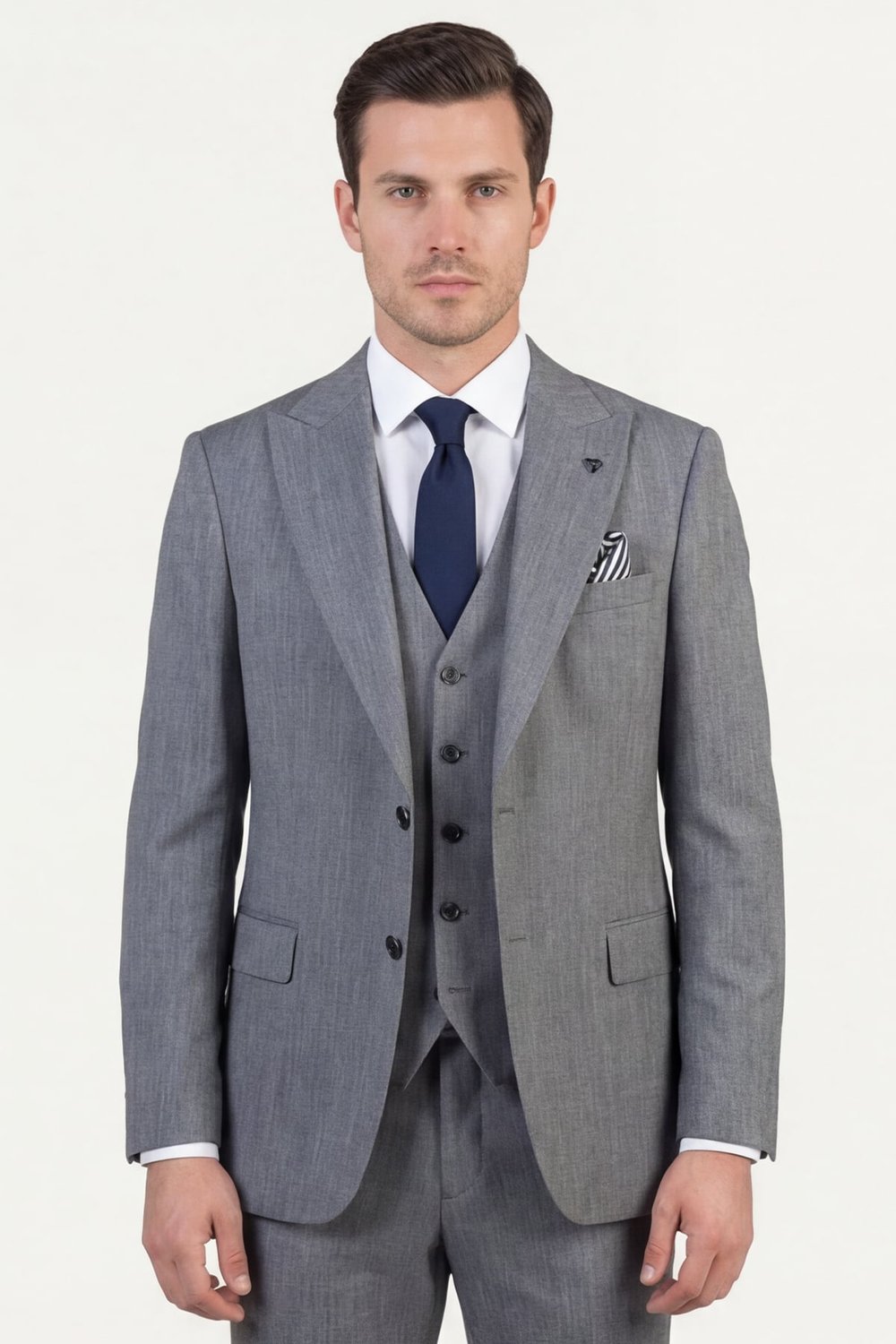 Giotelli Erkek Antrasit Dar Kesim Slim Fit Viskon 6 Drop Yelekli Takım Elbise