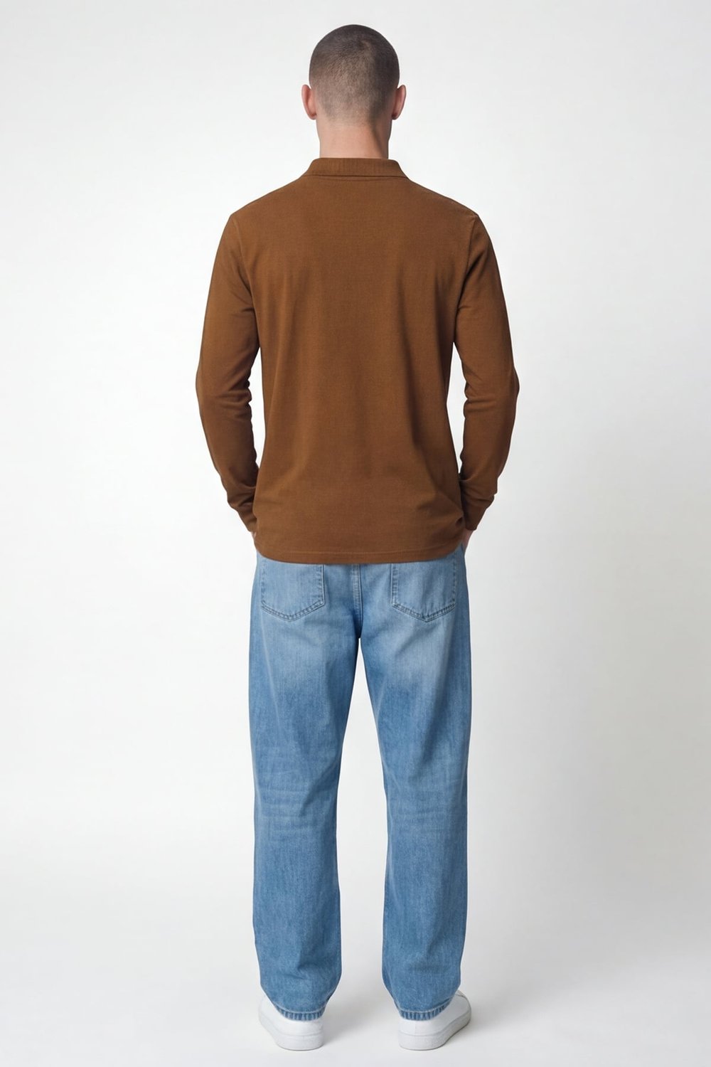 Giotelli Erkek Camel Normal Kesim Regular Fit %100 Pamuk Örme Uzun Kollu Polo Yaka Düğmeli Sweatshirt