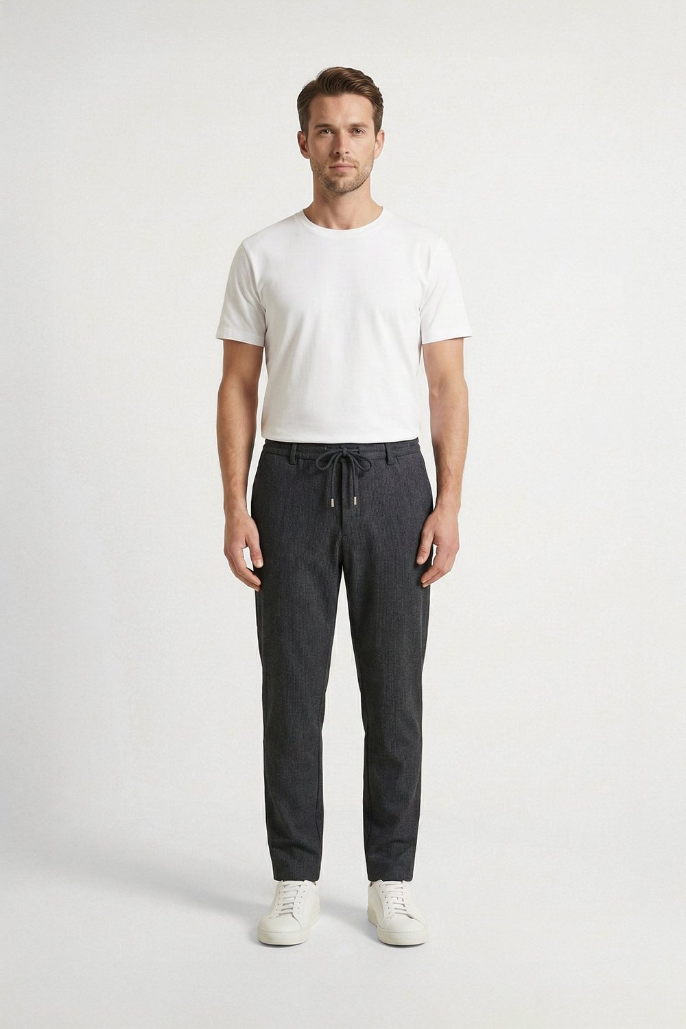 Giotelli Erkek Comfort Kalıp Siyah Armürlü Klasik Kumaş Normal Bel Pantolon