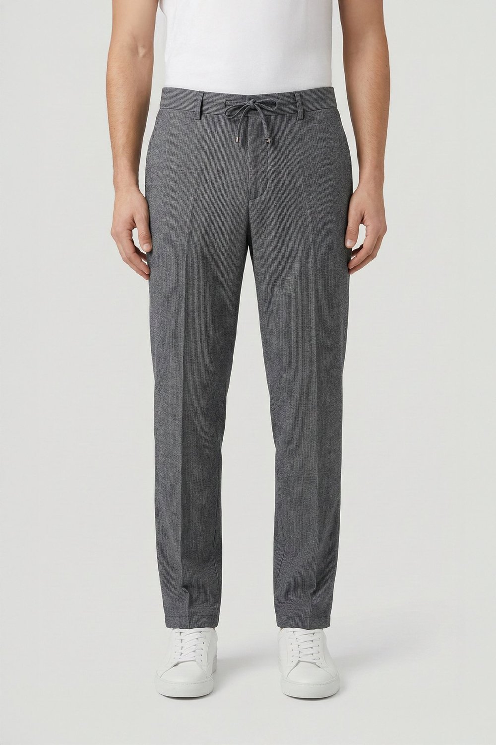 Giotelli Erkek Comfort Kalıp Gri Armürlü Klasik Kumaş Normal Bel Pantolon