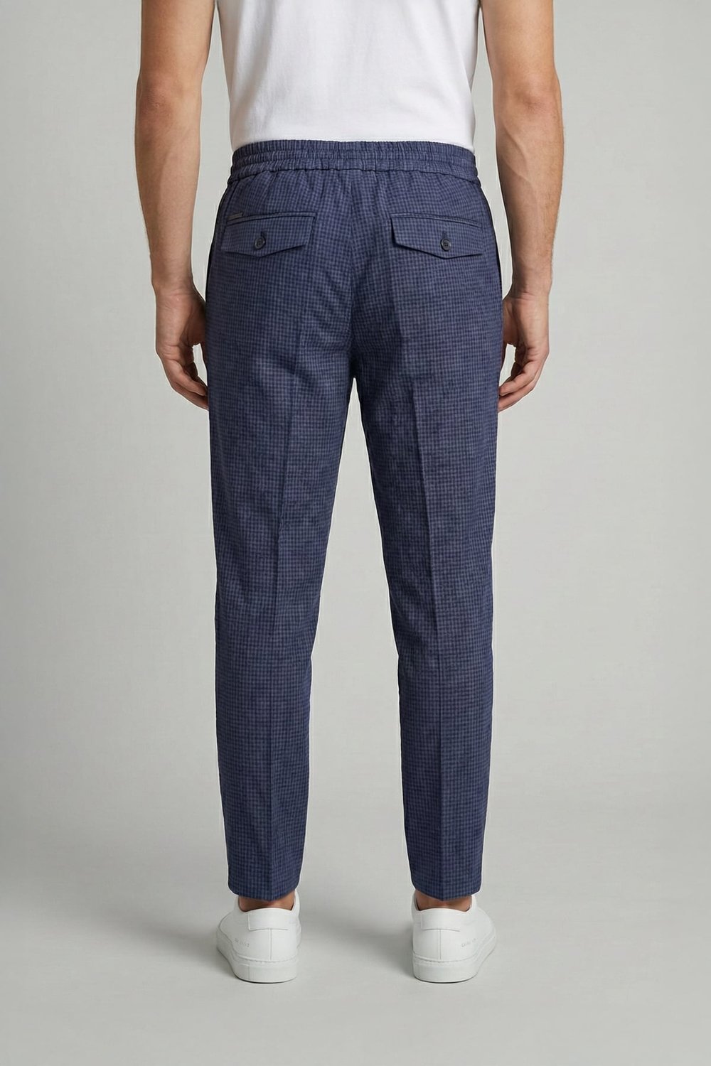 Giotelli Erkek Lacivert Dar Kesim Slim Fit %100 Yün Bel Lastikli  Pantolon