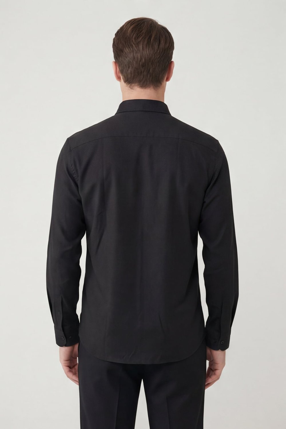 Giotelli Erkek Siyah Dar Kesim Slim Fit Dokuma Klasik Yaka Gömlek