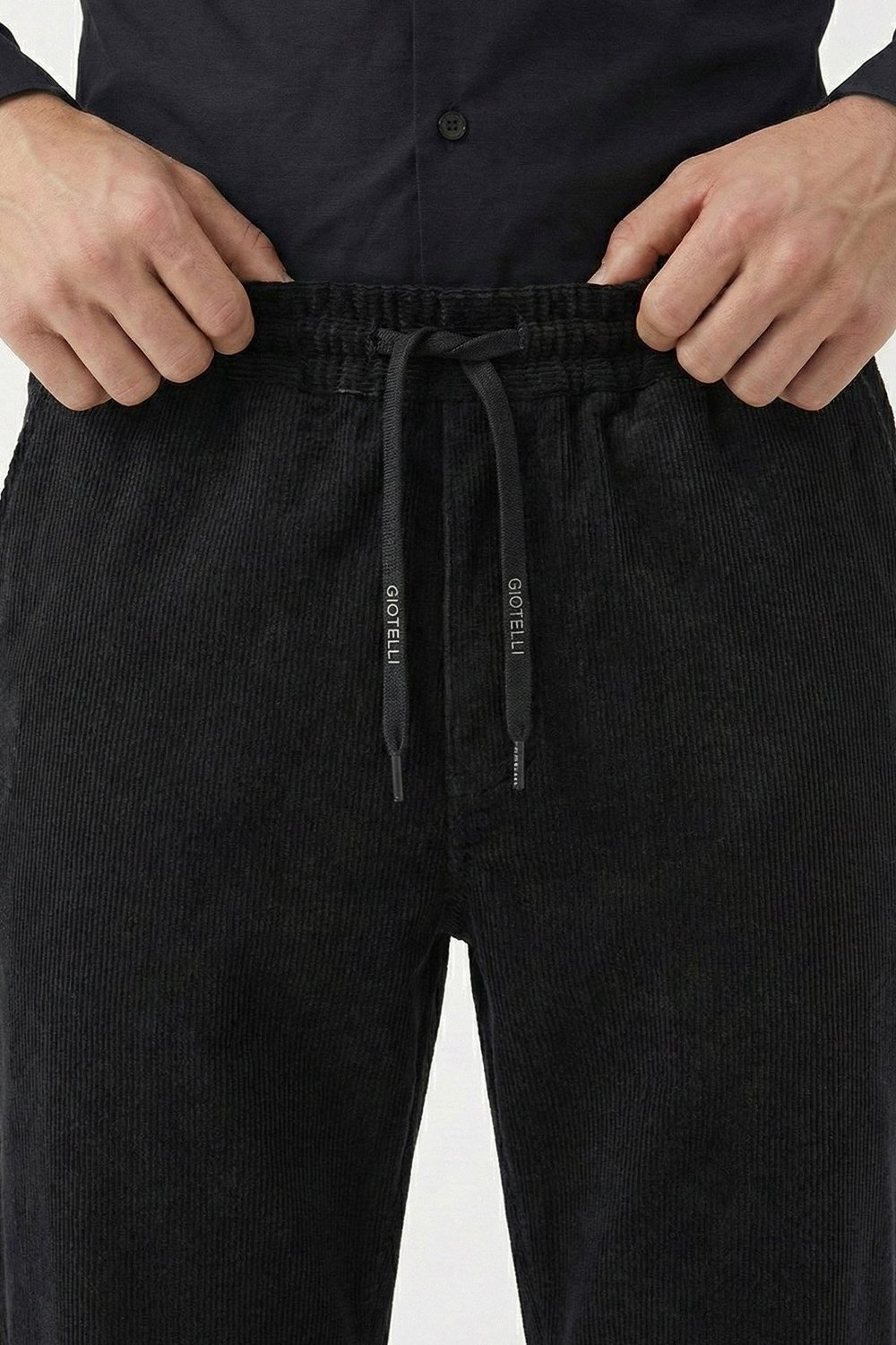 Giotelli Siyah Dokuma Kumaş Normal Bel Standart Boy Erkek Pantolon