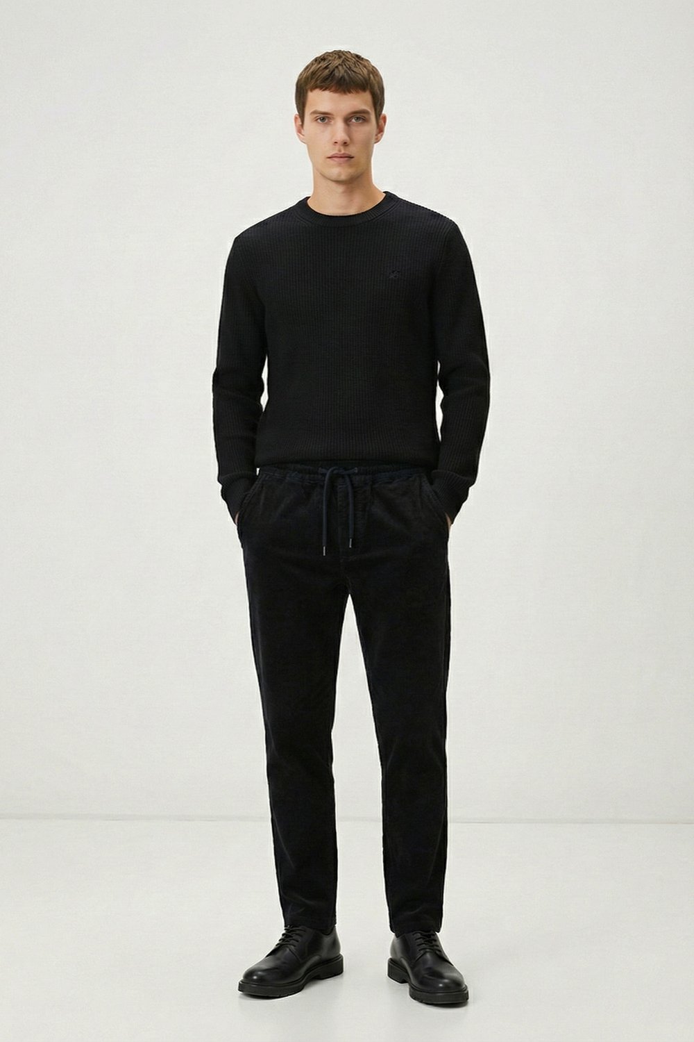 Giotelli Siyah Dokuma Kumaş Normal Bel Standart Boy Erkek Pantolon