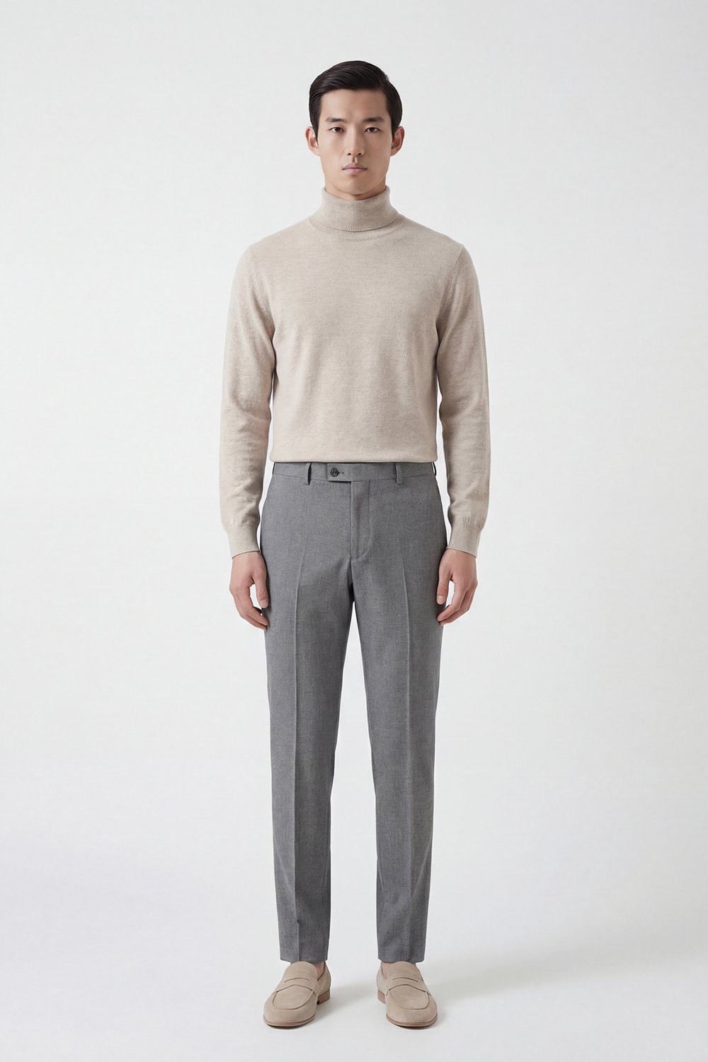 Giotelli Erkek Gri  Dar Kesim Slim Fit Viskon Dokuma Yan Cep Pantolon