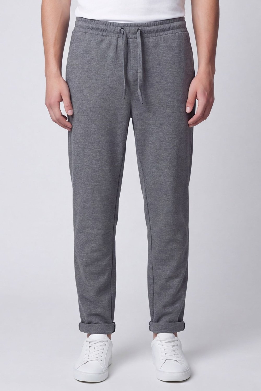 Giotelli Erkek Gri Dar Kesim Slim Fit Viskon Dokuma Yan Cep Lastikli Bel Pantolon