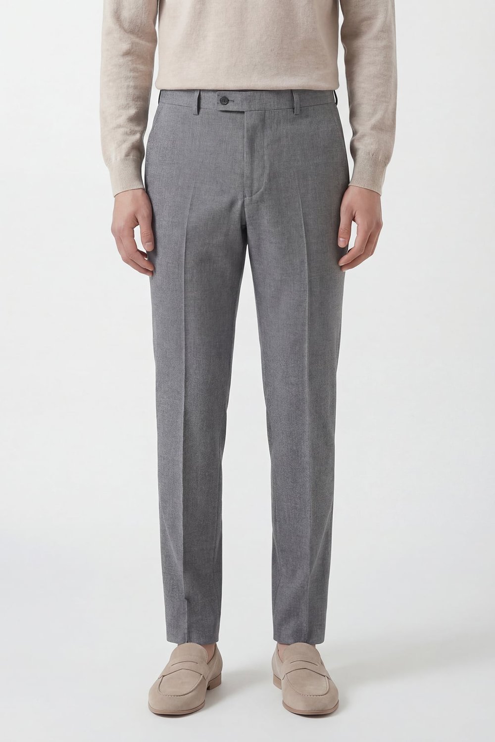 Giotelli Erkek Gri  Dar Kesim Slim Fit Viskon Dokuma Yan Cep Pantolon