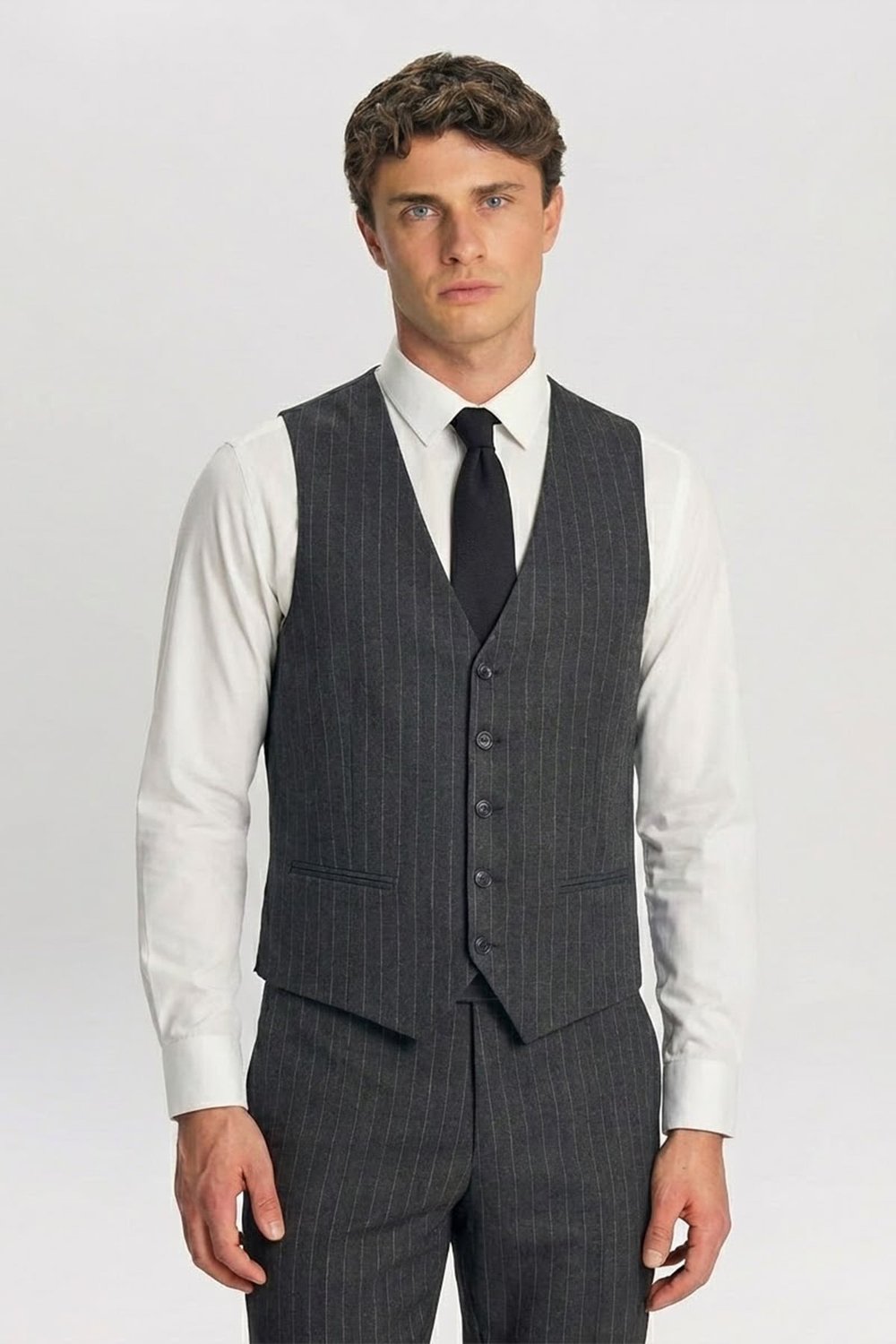 Giotelli Erkek Gri Dar Kesim Slim Fit Viskon 8 Drop Klasik Takım Elbise