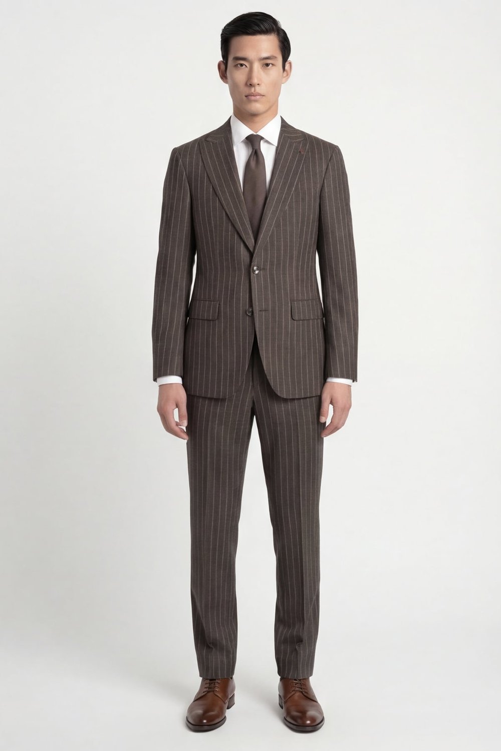 Giotelli Erkek Kahve Dar Kesim Slim Fit Viskon Dokuma Normal Bel 6 Drop Klasik Takım Elbise