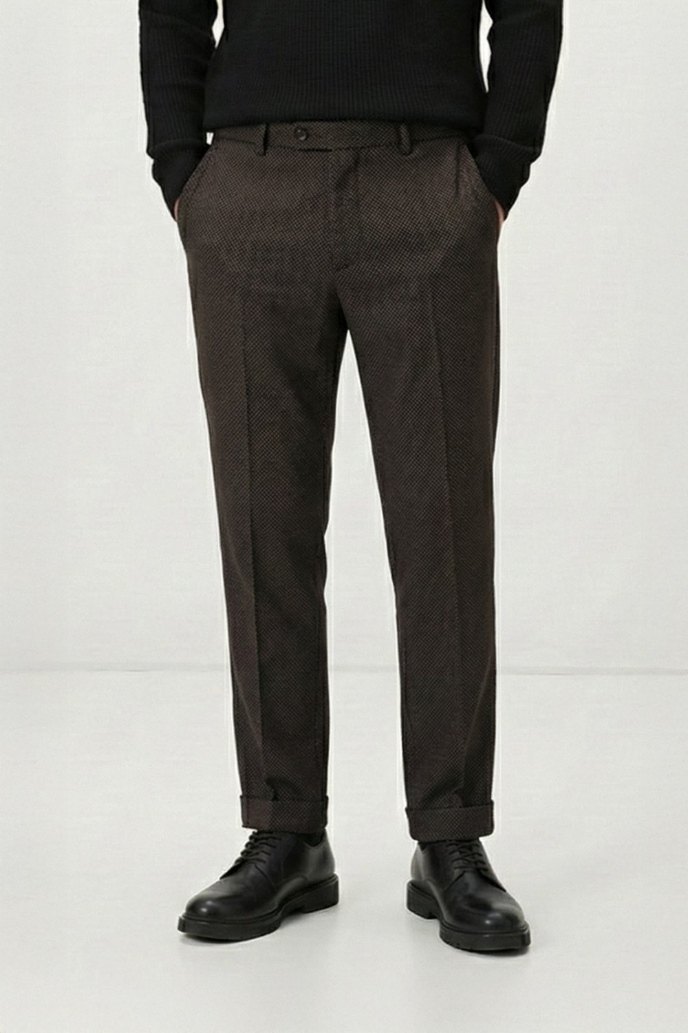 Giotelli Kahve Dokuma Kumaş Normal Bel Standart Boy Erkek Pantolon