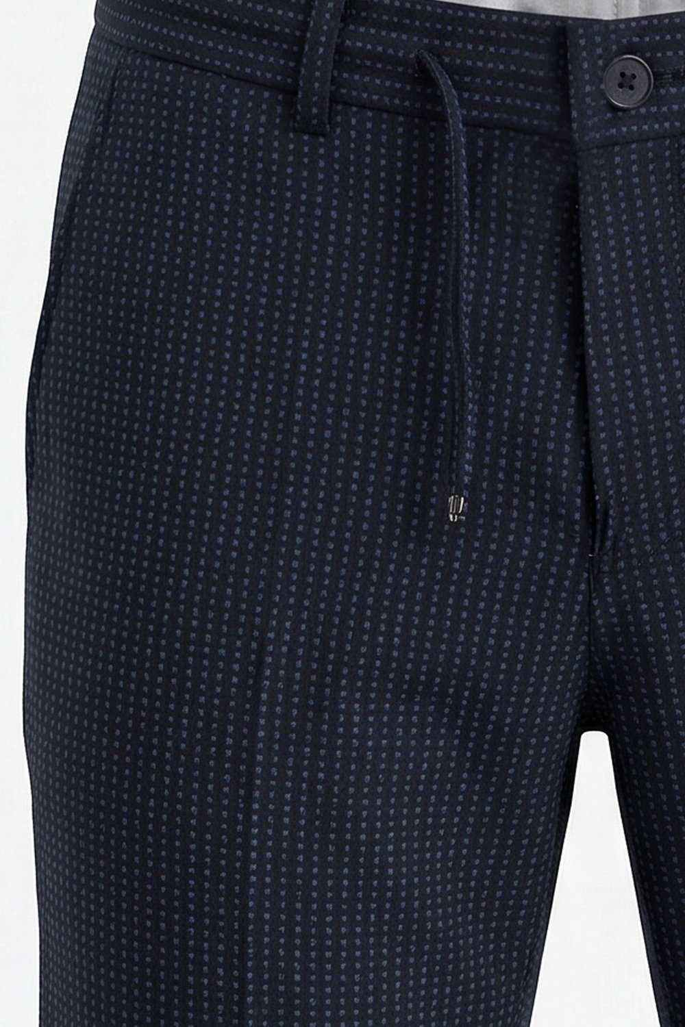 Giotelli Erkek Lacivert Dar Kesim Slim Fit Dokuma Yan Cep Lastikli Bel Pantolon
