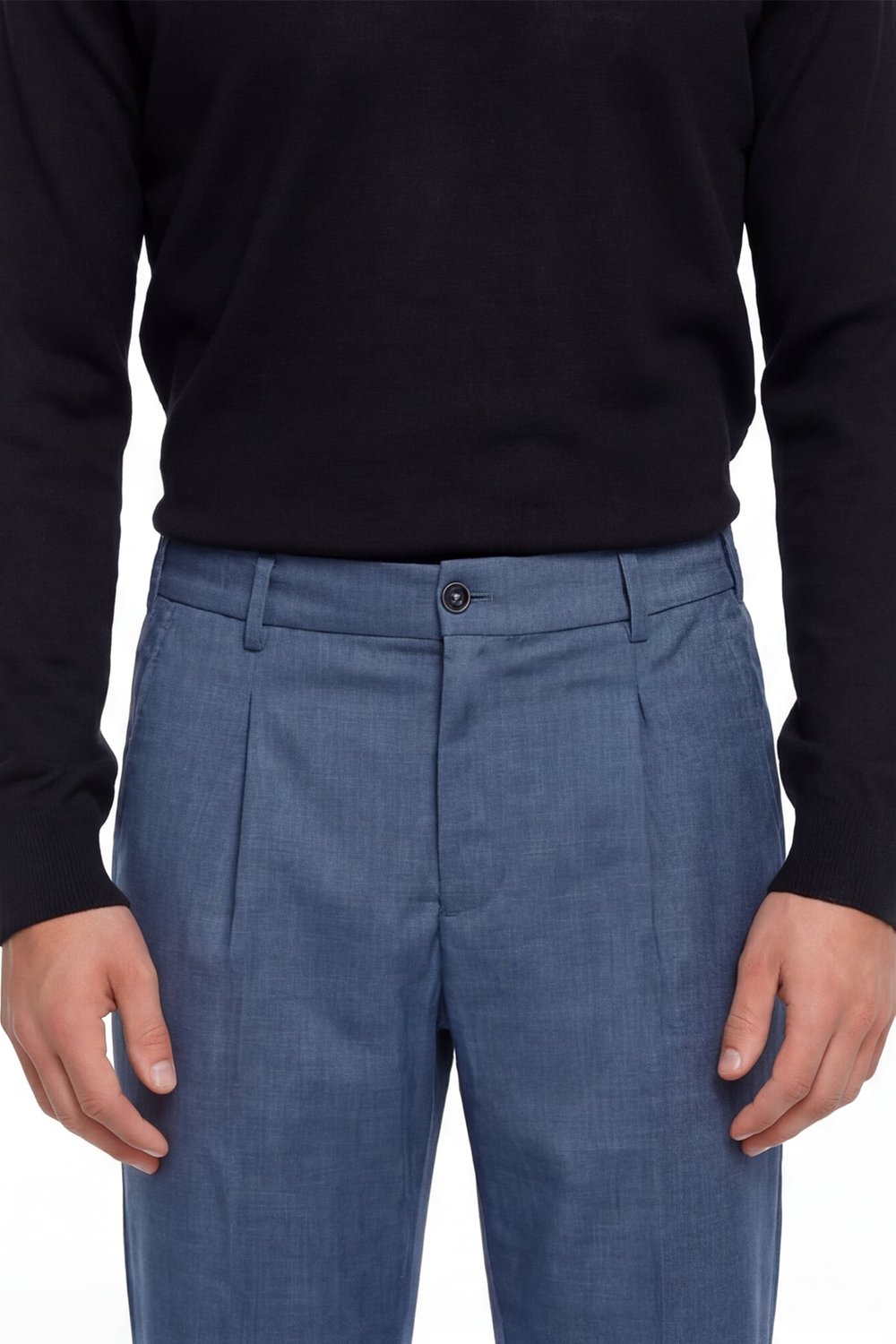 Giotelli Erkek Lacivert Normal Kesim Regular Fit Dokuma Yan Cep Duble Paça 6 Drop Pantolon