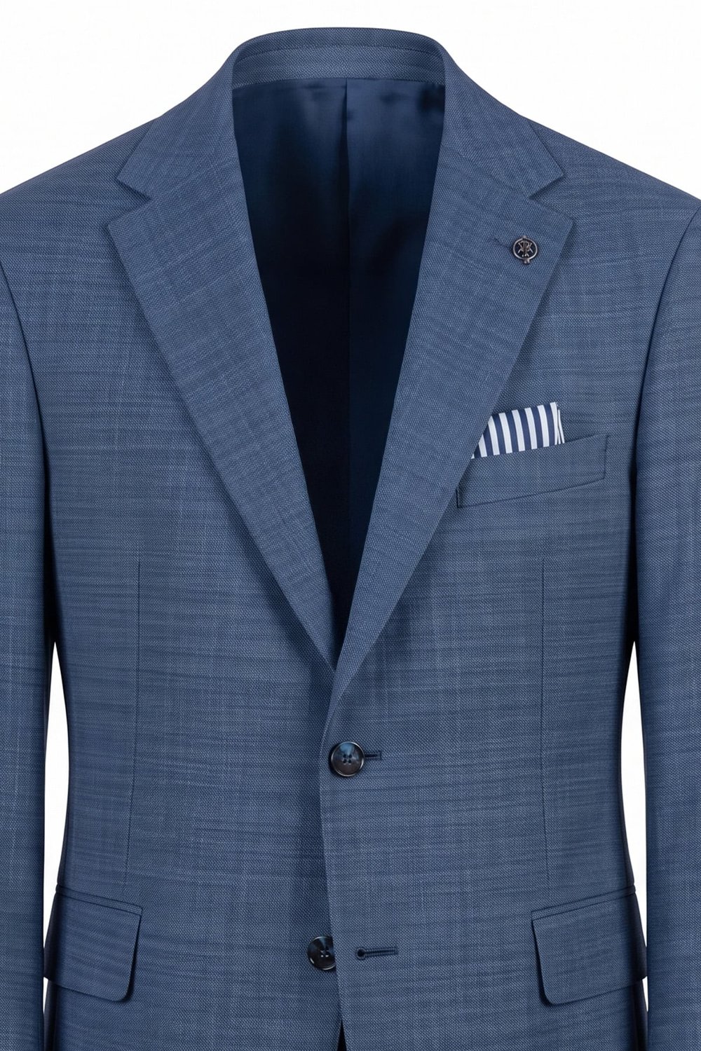 Giotelli Erkek Mavi Dar Kesim Slim Fit Viskon Dokuma Fleto Kapaklı Cep Normal Bel 5 Drop Klasik Takım Elbise