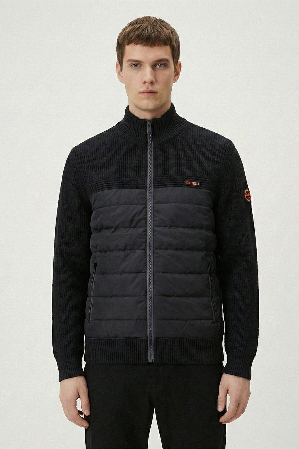 Giotelli Siyah Triko Dokulu %100 Pamuk Dış Giyim Mont