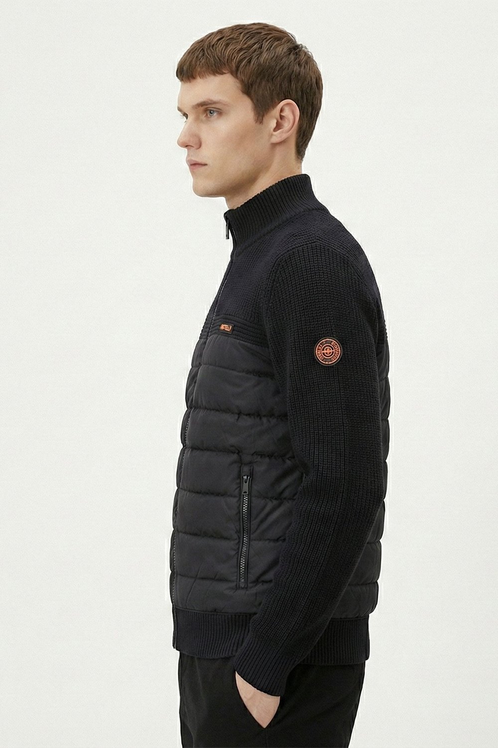 Giotelli Siyah Triko Dokulu %100 Pamuk Dış Giyim Mont