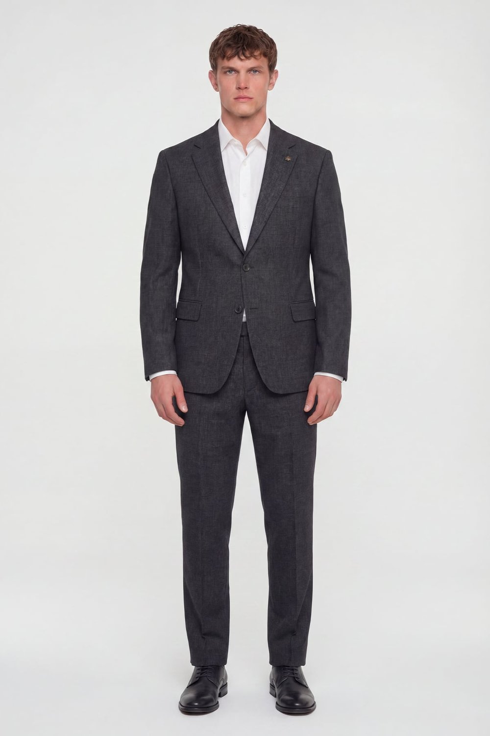 Giotelli Erkek Siyah Dar Kesim Slim Fit Viskon Fleto Kapaklı Cep Klasik Yaka 4 Drop Takım Elbise