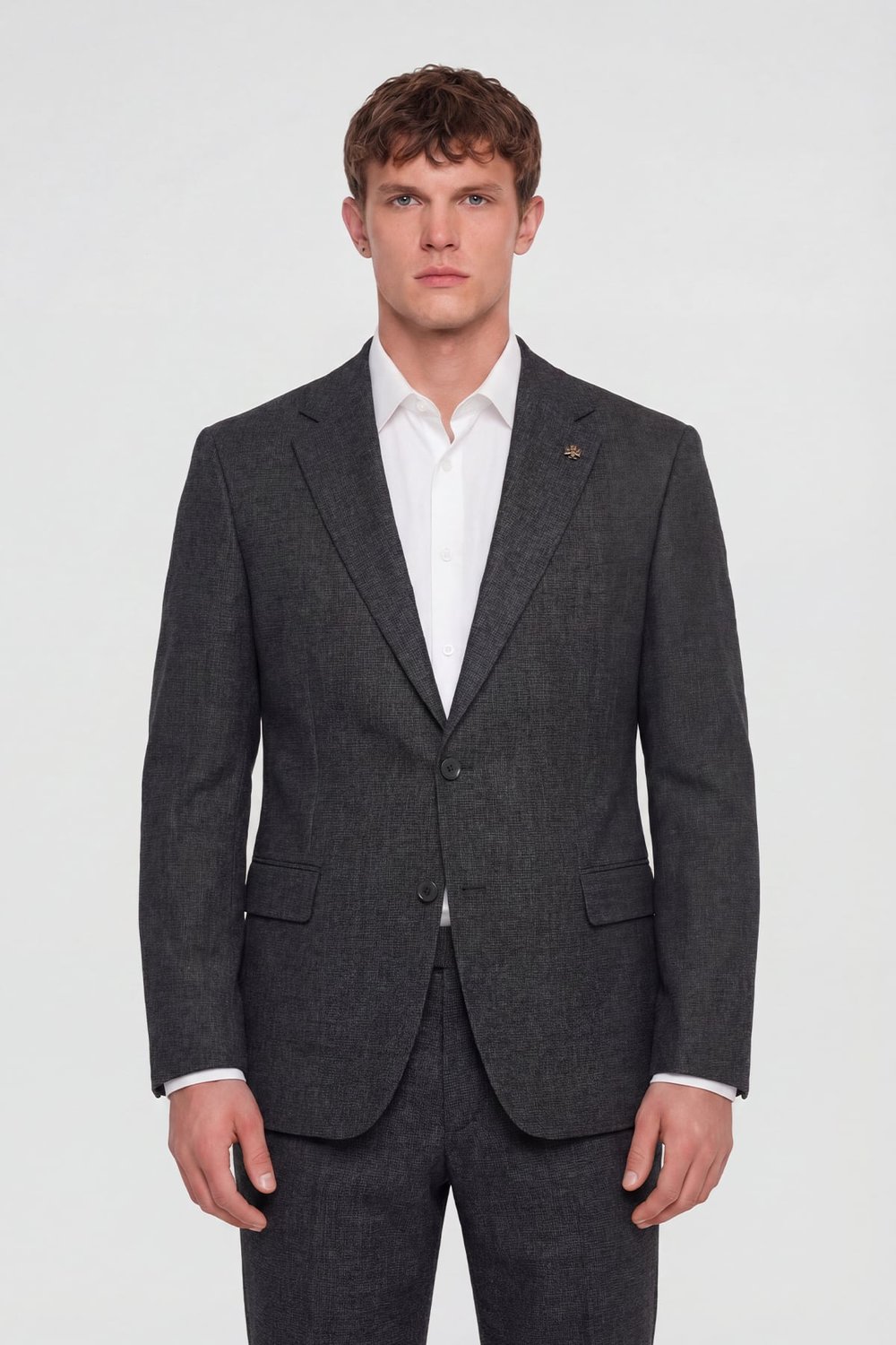 Giotelli Erkek Siyah Dar Kesim Slim Fit Viskon Fleto Kapaklı Cep Klasik Yaka 4 Drop Takım Elbise