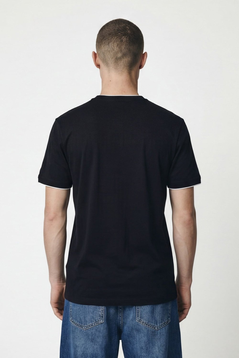 Giotelli Erkek Siyah Dar Kesim Slim Fit %100 Pamuk Bisiklet Yaka Tişört