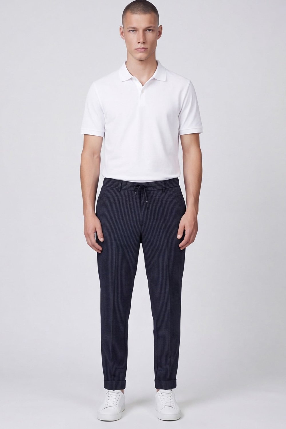 Giotelli Erkek Siyah Dar Kesim Slim Fit Dokuma Yan Cep Lastikli Bel Pantolon