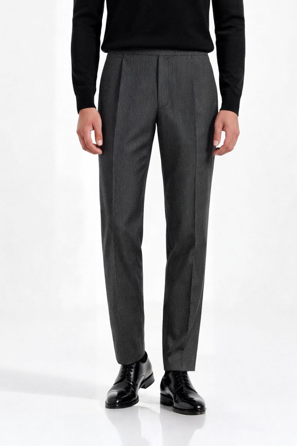 Giotelli Erkek Siyah Dar Kesim Slim Fit Viskon Normal Bel 6 Drop Klasik Pantolon