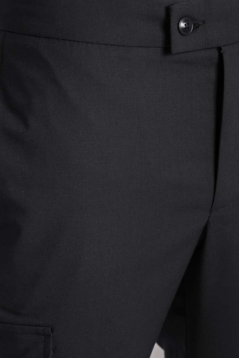 Giotelli Erkek Siyah Dar Kesim Slim Fit Viskon Dokuma Kargo Cep Normal Bel Pantolon