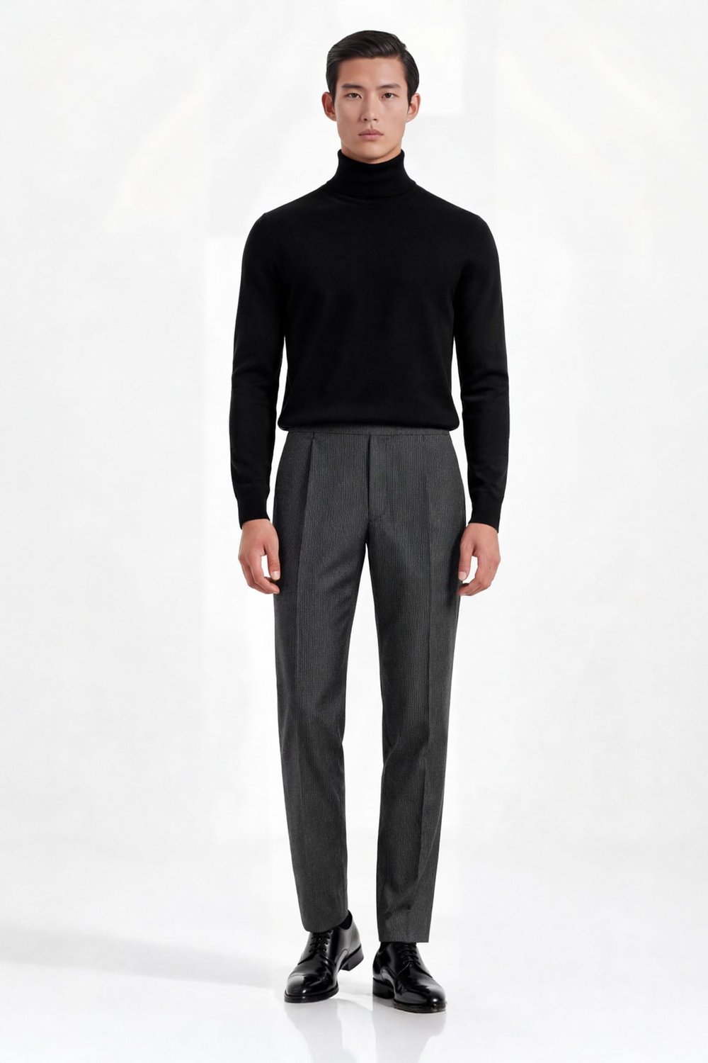 Giotelli Erkek Siyah Dar Kesim Slim Fit Viskon Normal Bel 6 Drop Klasik Pantolon