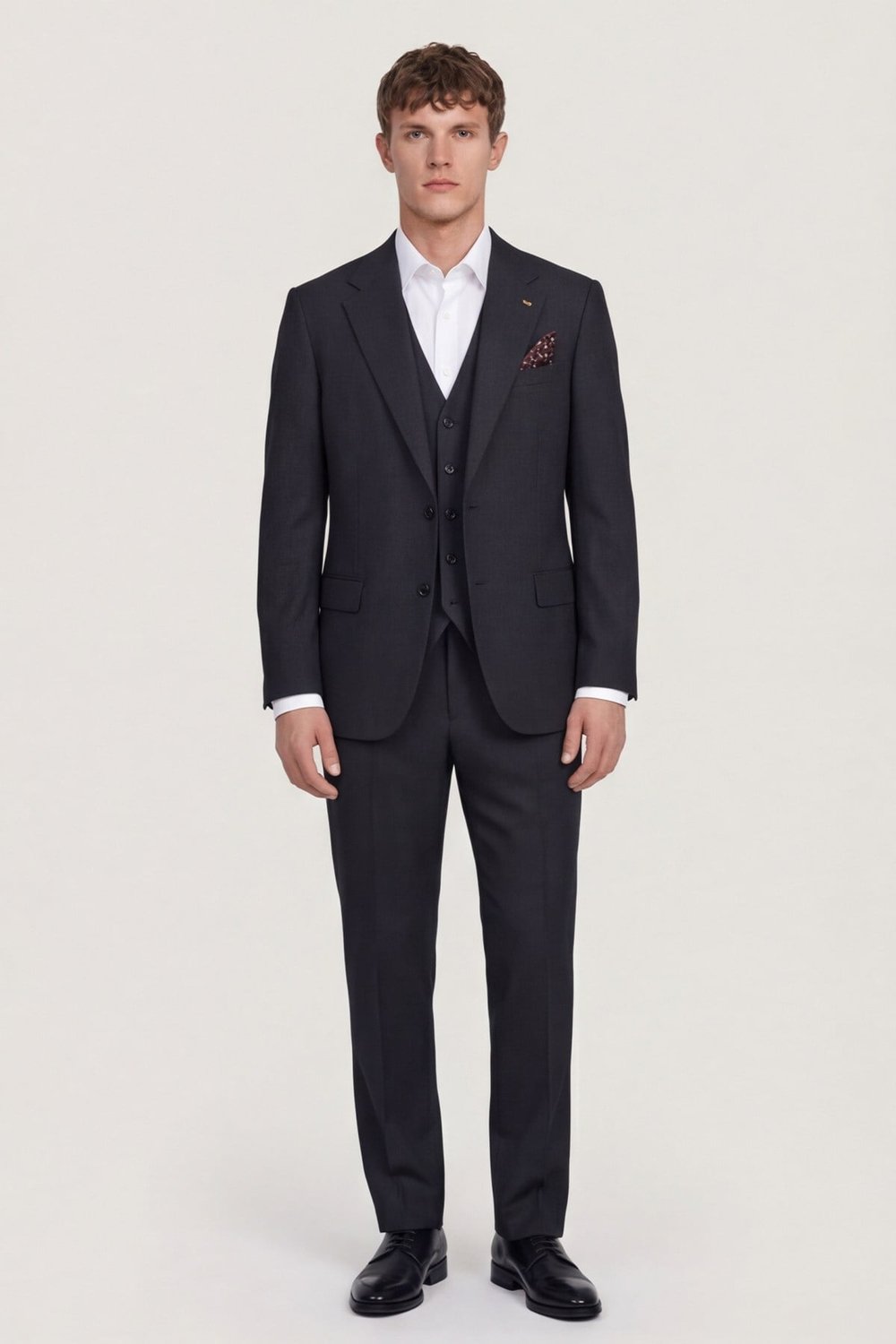 Giotelli Erkek Siyah Dar Kesim Slim Fit Viskon Dokuma Klasik Yaka 6 Drop Takım Elbise